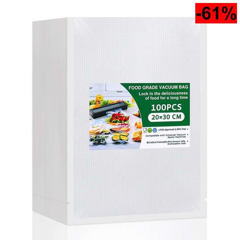 Vinabo Bolsas Gofradas de Vacío para Alimentos - 100 unidades, 20 x 30 cm (Reacondicionado - Como Nuevo) - oferta Amazon