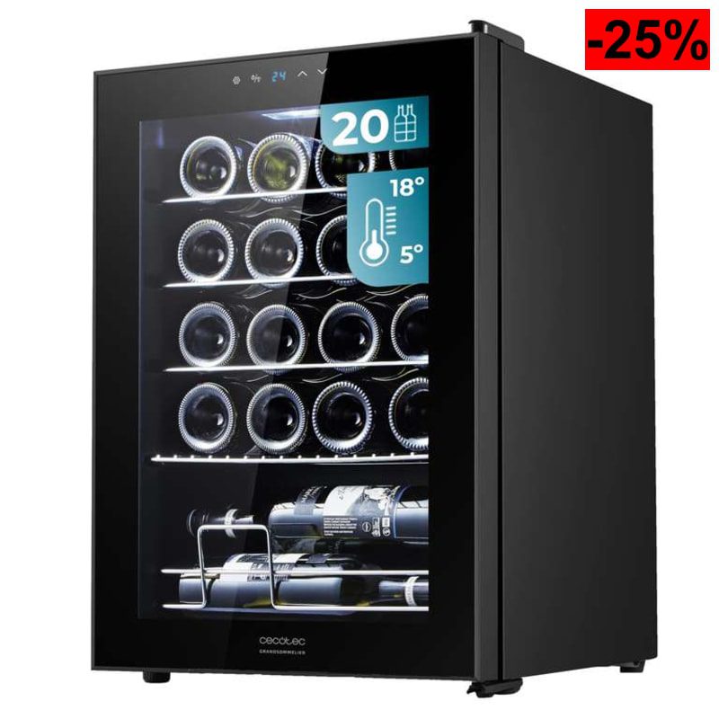 Cecotec Vinoteca, Nevera para Vinos de 20 Botellas Bolero GrandSommelier 2050 Negro Compressor - oferta Amazon