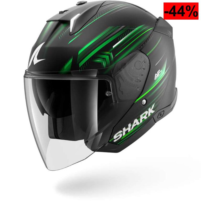 Shark, Casco Moto Jet SKWAL I3 JET LIGHT-BLUR Black Green White KGW - oferta Amazon