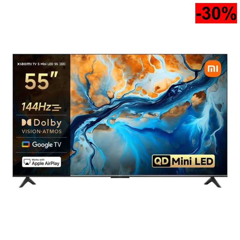 XIAOMI TV S Mini 55", Diseño sin Bordes, Google TV, QD-Mini LED, 1200 nits de Brillo máximo, Alta tasa de refresco 4K de 144 H,Ultra Fluido - oferta Amazon