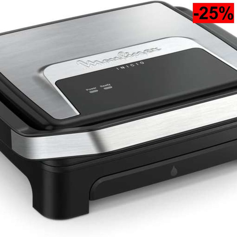 Moulinex Inicio, Plancha y grill para paninis con calentamiento rápido, 2000 W, Placas antiadherentes,para 4-6 personas, GI271D10 - oferta Amazon