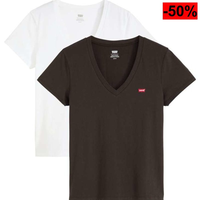 Levi'S 2pack Vneck Tees Camiseta Mujer (Pack de 2) - oferta Amazon