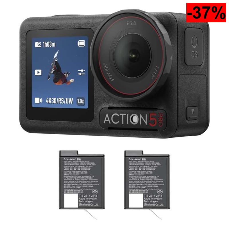 DJI Osmo Action 5 Pro Pack Energía (4K, OLED, Sensor 1/1.3") con 3 baterías y 12h de autonomía - oferta Amazon