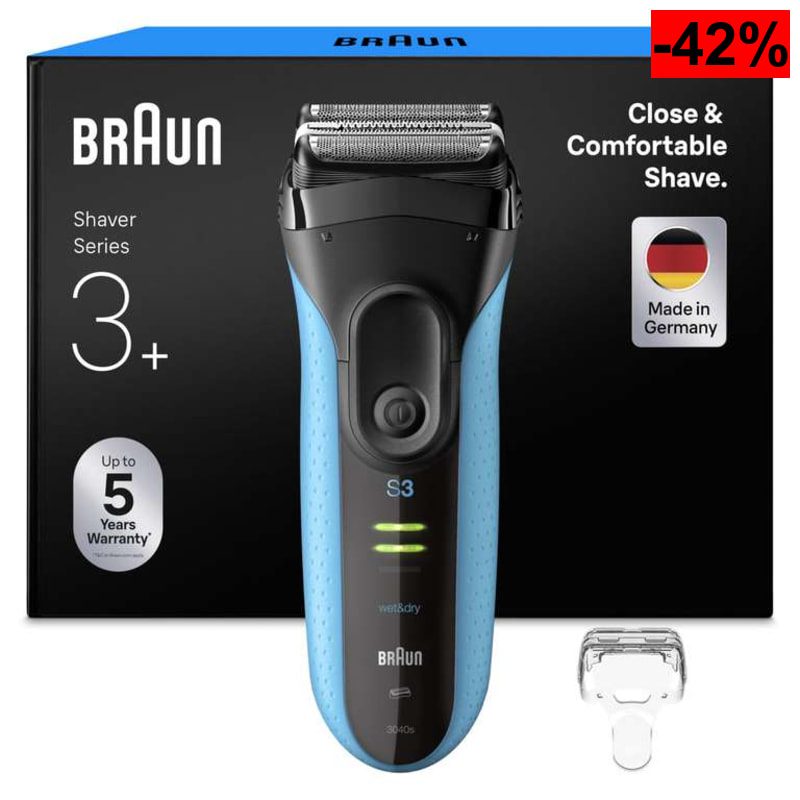 Braun Afeitadora Eléctrica Hombre Series 3, ProSkin 3040s, Negro/Azul - oferta Amazon