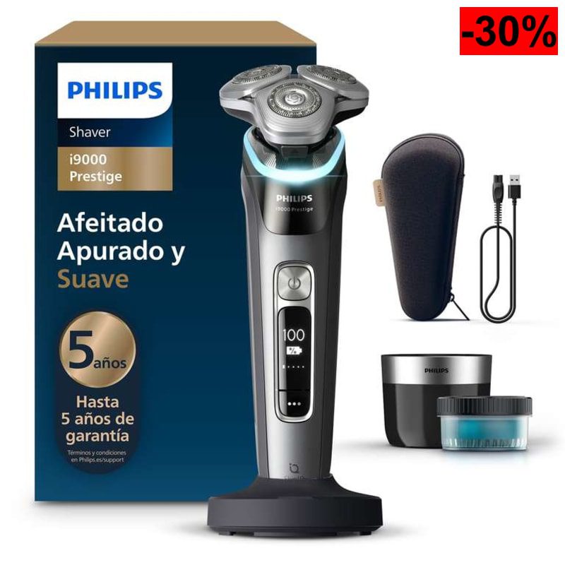 Philips i9000 Prestige, Afeitadora Eléctrica Hombre, Tecnología SkinIQ, Base de Carga, Recargable, Estuche de Viaje - oferta Amazon