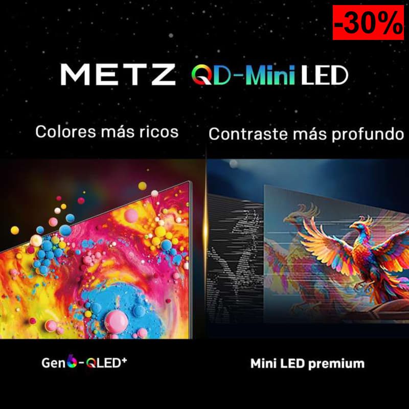 Metz 60” 4K Mini LED Smart TV (152 cm), QLED con MiniLED, HDR10+, Dolby Vision & Atmos, MEMC, Local Dimming, Chromecast Integrado - oferta Amazon