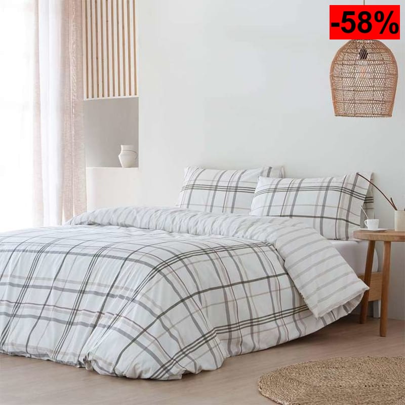 Funda nordica edredón y almohada, cama 105, Percal Algodón 200 Hilos Ali Beige - oferta Amazon