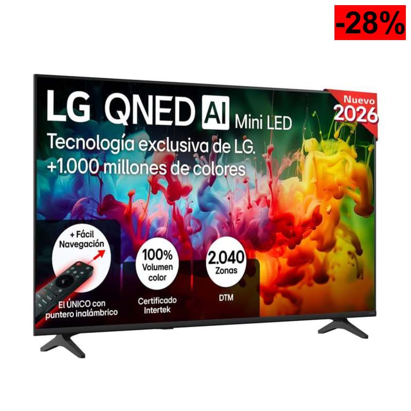 LG 55QNED70B6C - TV 55", QNED MiniLED, 4K AI, Smart TV, WebOS 25, Sin Reflejos al 94%, Procesador Alpha 5 Gen7 AI, 120Hz - oferta Amazon