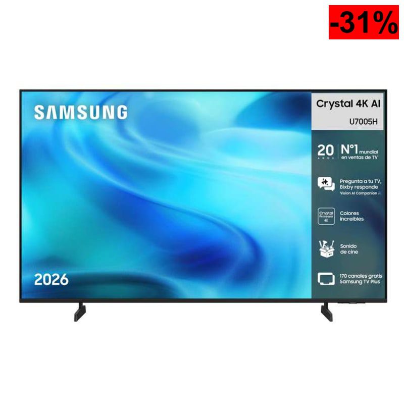 Smart TV de 65" Samsung Crystal 4K AI U7005H ¡Vision AI Companion, Dynamic Sound Pack y One UI Tizen con 7 años de actualizaciones! - oferta Amazon