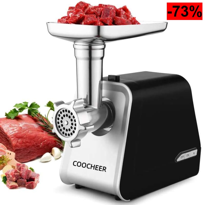 COOCHEER Picadora de carne eléctrica profesional de 2000 W, trituradora multifunción con 3 rejillas y accesorios para salchichas - oferta Amazon