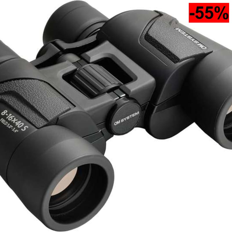 OM SYSTEM 8-16x40 S Prismáticos Zoom, Binoculares con Óptica BaK-7 - oferta Amazon
