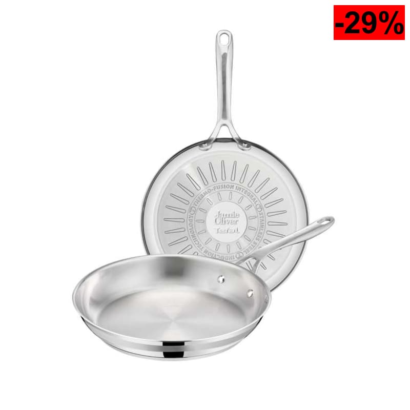 Tefal Jamie Oliver - Set de 2 Sartenes 24/28 cm, Apto inducción, sin revestimiento antiadherente - oferta Amazon