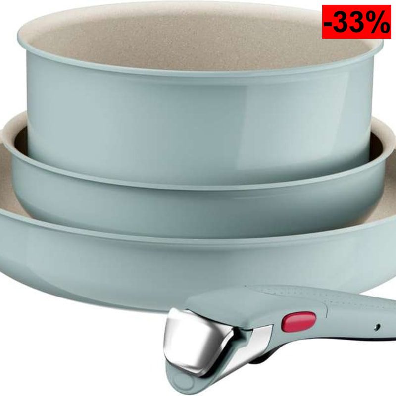 SET de 2 Sartenes + 1 Cazo + Mango extraíble - Tefal Ingenio Serenity (Apto para Inducción y Horno) (VARIOS COLORES) - oferta Amazon