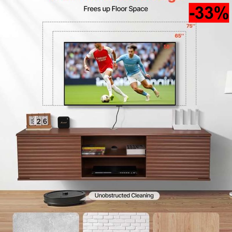 VEVOR Mueble de TV en la Pared, Estante Flotante para TV 1520 x 390 x 368 mm con Estante Ajustable y Puertas Correderas - oferta Amazon