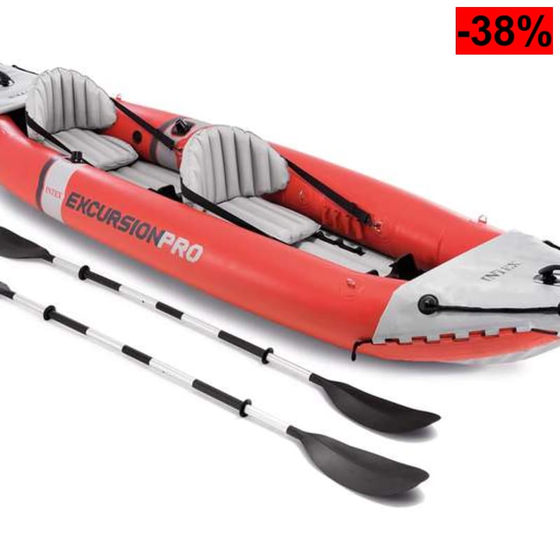 Intex Excursion Pro (Kayak hinchable de alta resistencia para 2 personas, incluye remos de aluminio, bomba de hinchado, asientos ajustables) - oferta Amazon