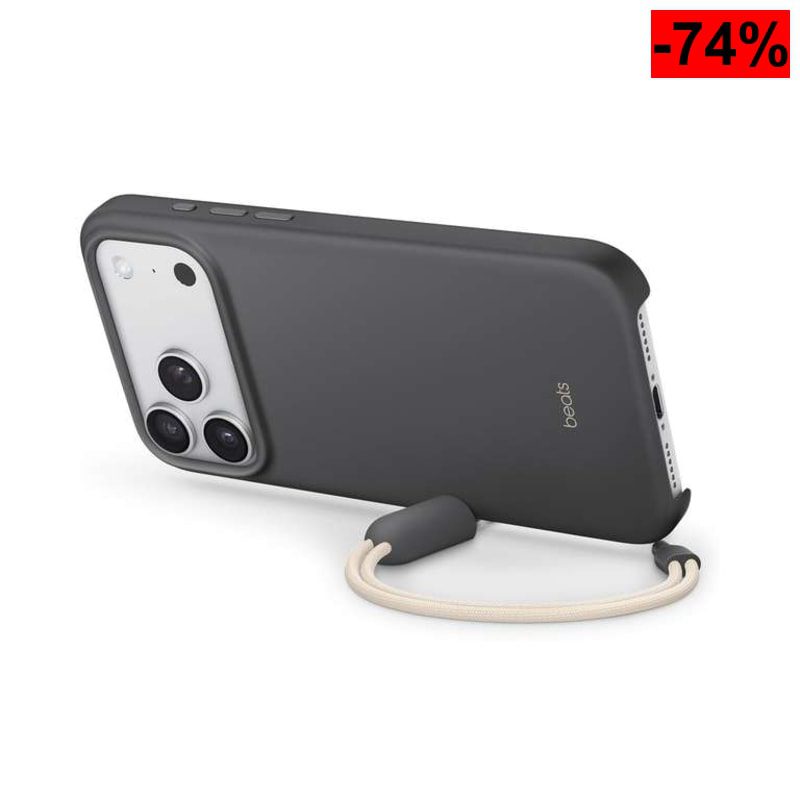 Beats Funda con cordón y Soporte Integrado, MagSafe Acabado Mate e Interior de Microfibra para iPhone 17 Pro MAX – Gris Antracita - oferta Amazon