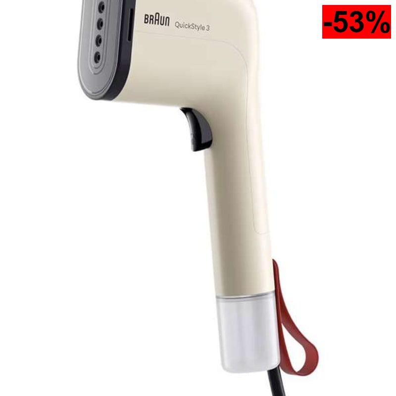 Braun QuickStyle 3 (GS3024BL) (Plancha vertical compacta, calentamiento en 30s, 2 depósitos extraíbles, funda térmica) - oferta Amazon