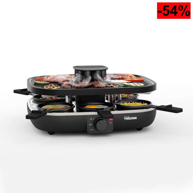 Tristar Raclette Clean Air, 1100 W, Para 6 Personas, Sistema de Filtración de Aire, Sin Olores - oferta Amazon