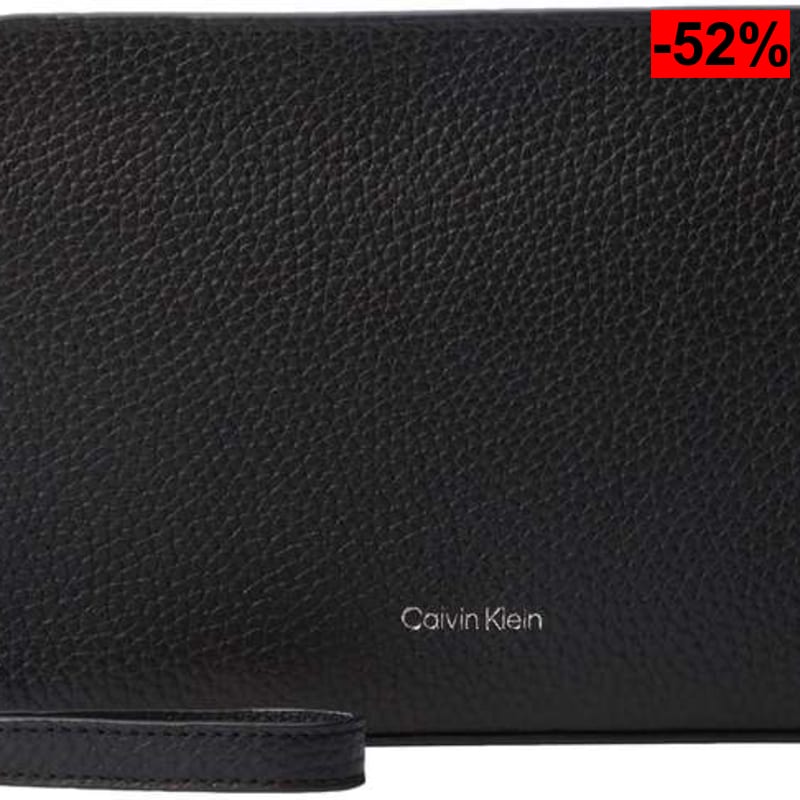 Calvin Klein Neceser Hombre Foil Emboss Pouch con asa de Transporte, Negro - oferta Amazon