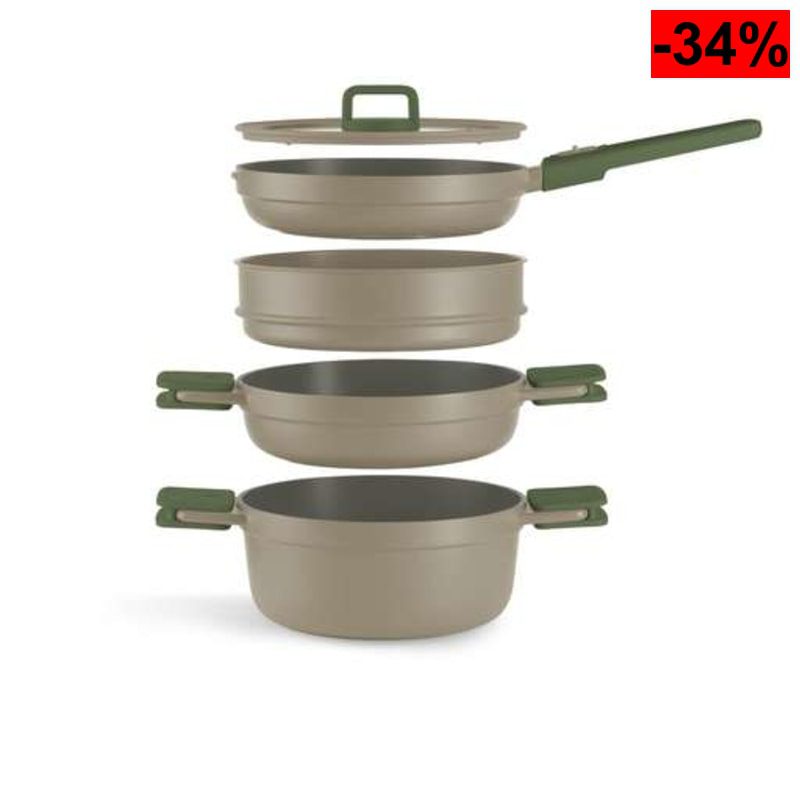 BRA Compac Pro Ceramic | Batería de cocina apilable de 5 pieza - oferta Amazon