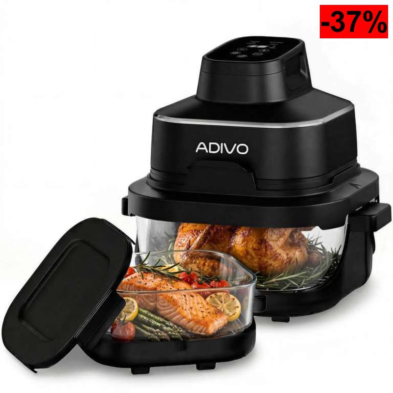 ADIVO Freidora de Aire Vidrio 4L/1.5L, 1500W - oferta Amazon
