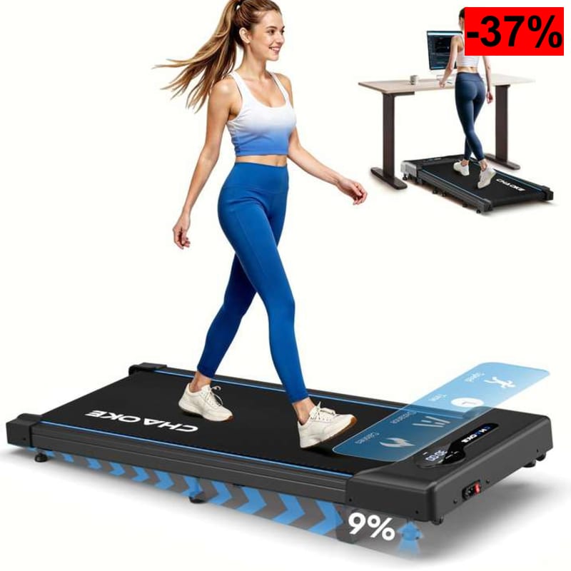 Cinta de Correr CHAOKE Walking Pad con inclinación del 9%, Motor silencioso de 2,75 CV, Capacidad máxima de 150 kg - oferta Amazon