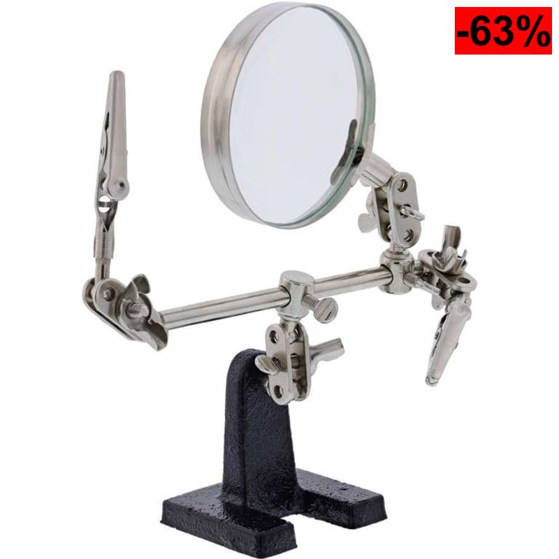 Tercera mano con lupa y pinzas de cocodrilo - oferta Amazon
