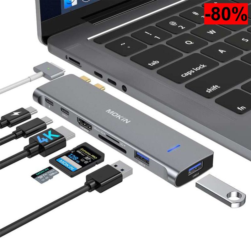 (Reaco - Como nuevo) MOKiN Adaptador USB C, Adaptador Multipuerto USB 7 en 2 - oferta Amazon