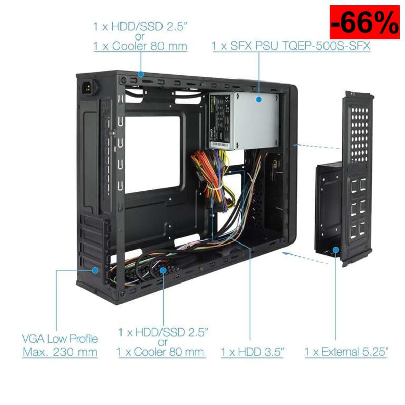Caja Slim MATX con Fuente de 500W, Puertos USB 3.0 y diseño Compacto - oferta Amazon