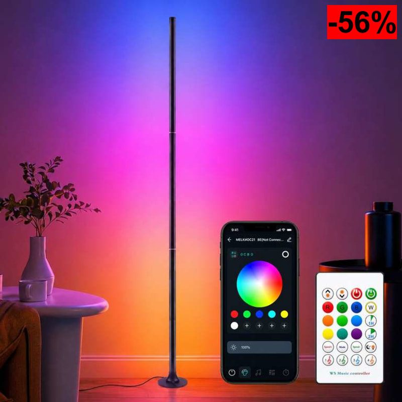 Lámpara de pie RGB para salón, 120 cm, lámpara de esquina regulable con aplicación inteligente y - oferta Amazon