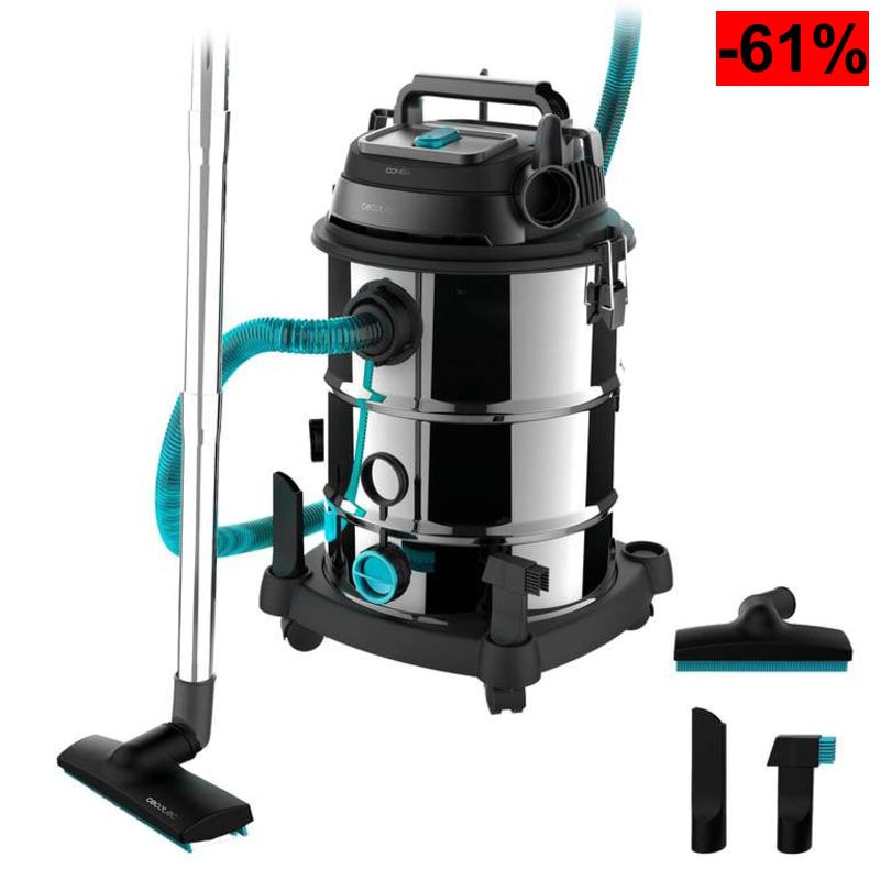 Cecotec Aspirador de Sólidos y Líquidos de 30L Conga Rockstar Wet & Dry Steel Neo Pro. 1600W, 23kPa, Sistema de Drenado, Doble Filtrado - oferta Amazon