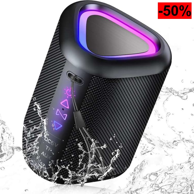 Altavoz Bluetooth Portátil Potente Inalámbrico con Luz LED, Bluetooth 5.4, 24 Horas, Graves Mejorados, 360° Sonido Estéreo, Impermeable IPX7 - oferta Amazon