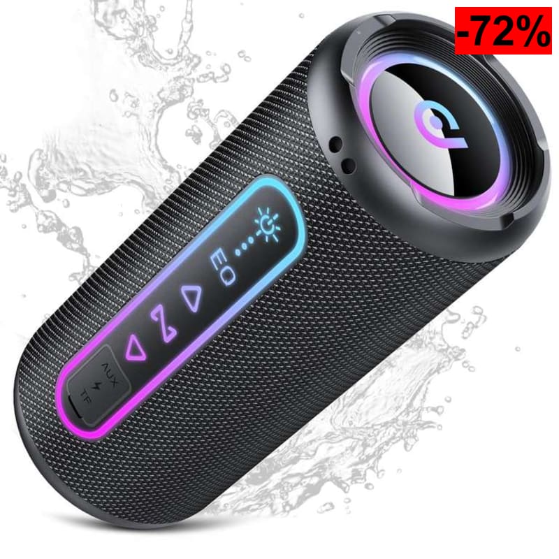 Altavoz Bluetooth Potente 25W, Altavoz Bluetooth con Graves | 24H Reproducción, 5 Modos RGB, Impermeable IPX7, Soporte AUX/TF - oferta Amazon