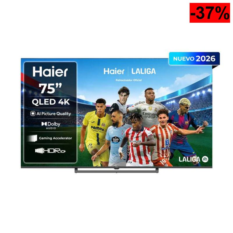 Haier S80 QLED 4K 75" H75S80GUX, Smart TV Google TV Chromecast, Dolby, MEMC, AI Picture Quality, Bluetooth 5.1, Gaming Accelerator 120Hz - oferta Amazon
