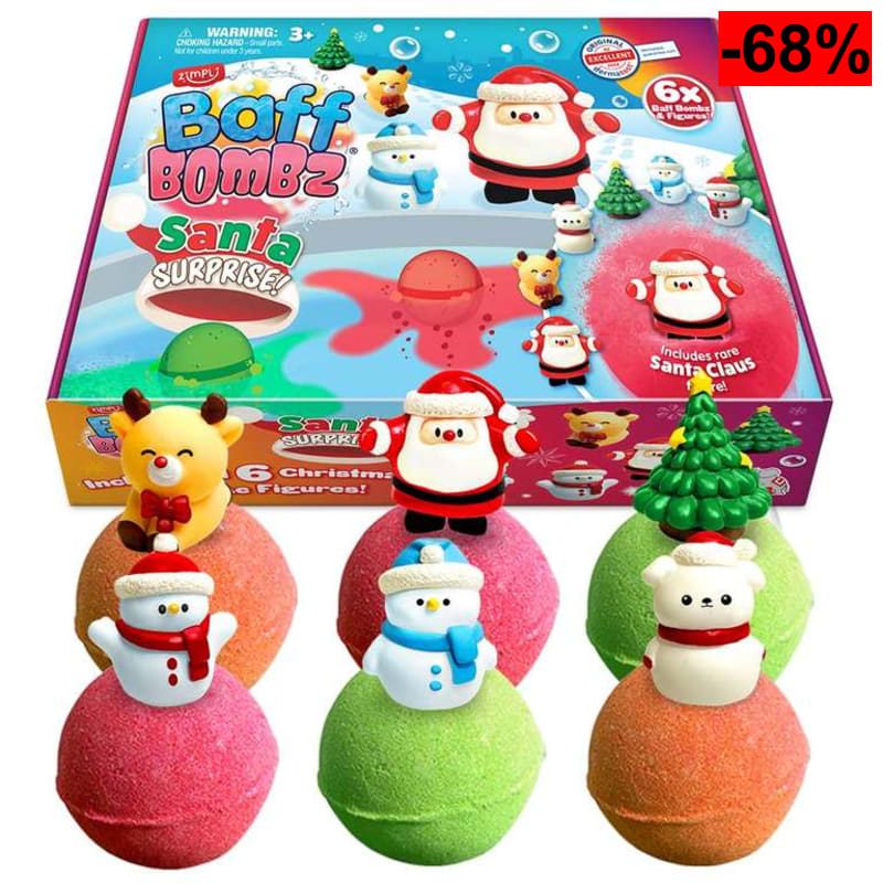 ZIMPLI Pack de 6 Bombas de Baño Grandes de Papá Noel con Juguete Sorpresa (Reacondicionado - Como Nuevo) - oferta Amazon