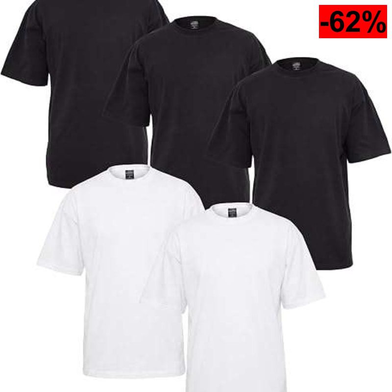 Pack 5 Urban Classics Camiseta Hombre | Tallas L y XL - oferta Amazon