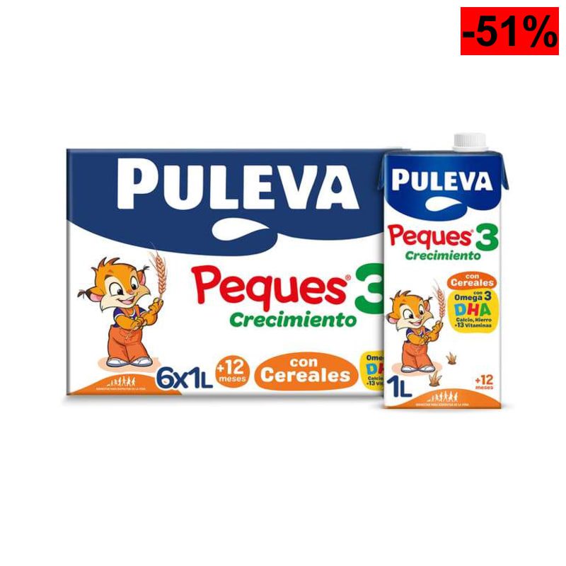 Puleva crecimiento peques 3 con cereales (pack 6)s - oferta Amazon
