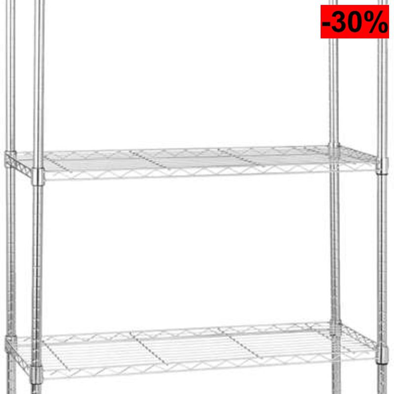 [Amazon Basics] Unidad de Almacenamiento de 5 baldas con estantes Ajustables en Altura y Patas niveladoras, Peso máximo de 680 kg, Cromado - oferta Amazon