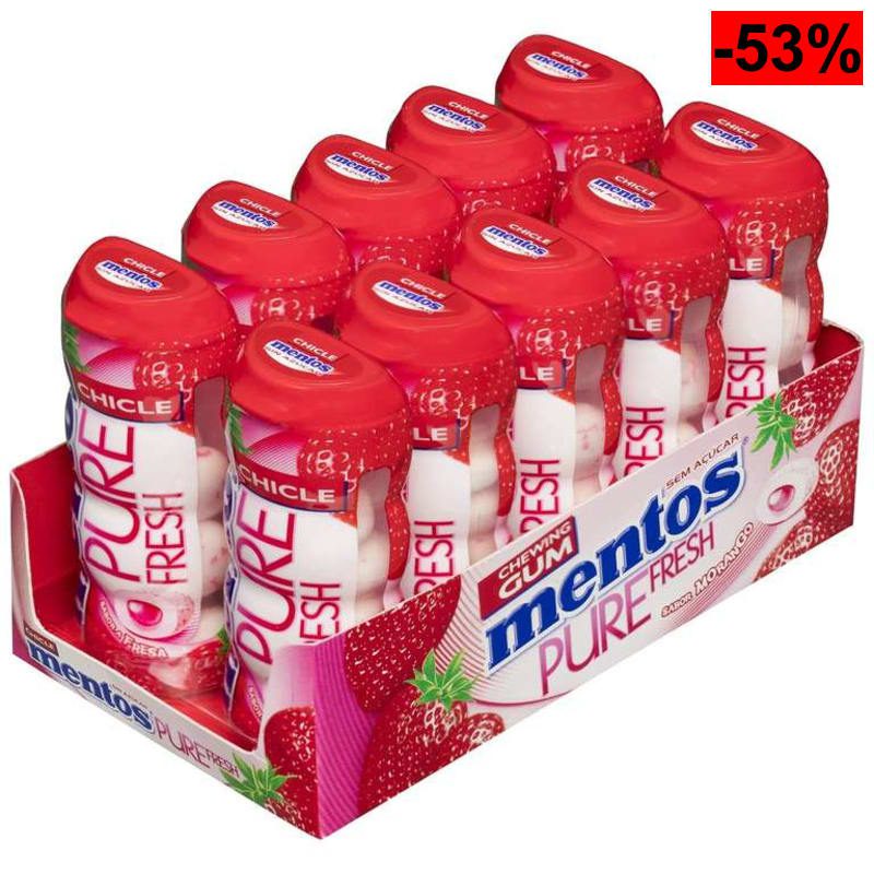 Mentos Pocket Chicle Fresa Sin Azúcar (10 unidades x 30 g) - oferta Amazon