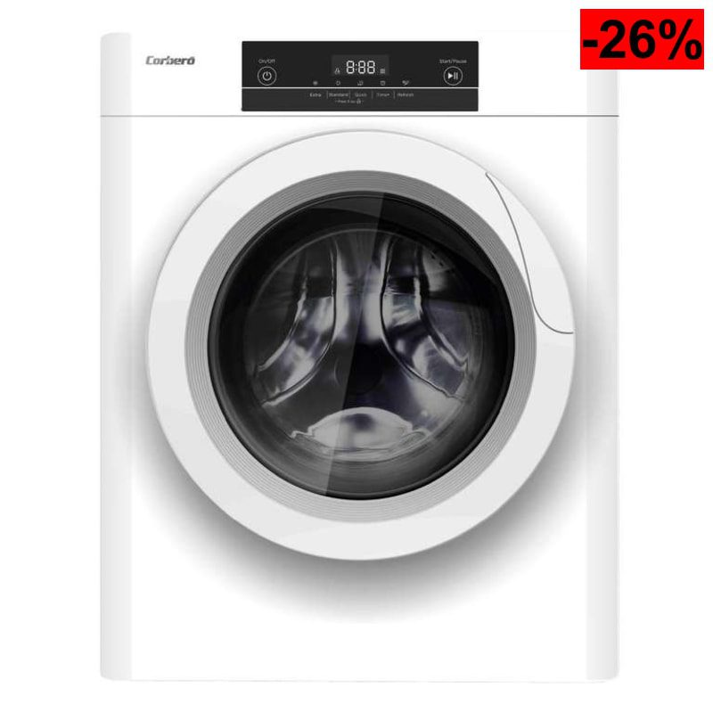 Corberó - Secadora de Evacuación | CSM320W | 3 Kgs | Secado Rápido 45 Min | Display LED | 5 Programas | Apertura 180º | 65dB | Blanco - oferta Amazon