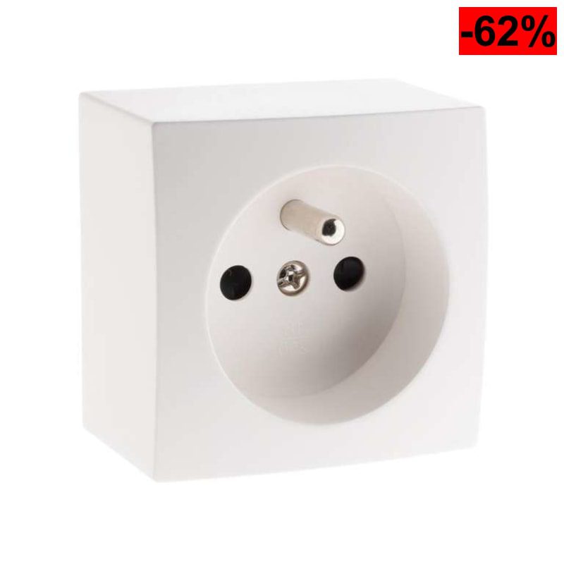 Zenitech Presto - Enchufe 16 A 2 P+T simple (sobresaliente), color blanco; Clase Energetica A - oferta Amazon