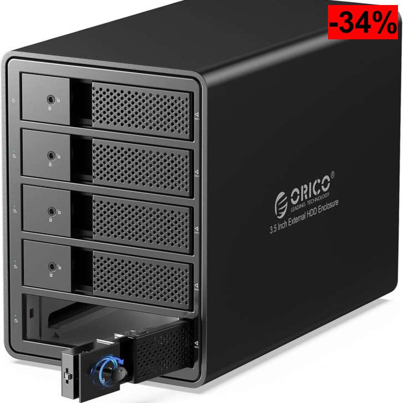 ORICO Raid Carcasa Externa para 5 Discos Duros,USB 3.0 a SATA Caja Disco Duro 3.5" para HDD y SSD - oferta Amazon
