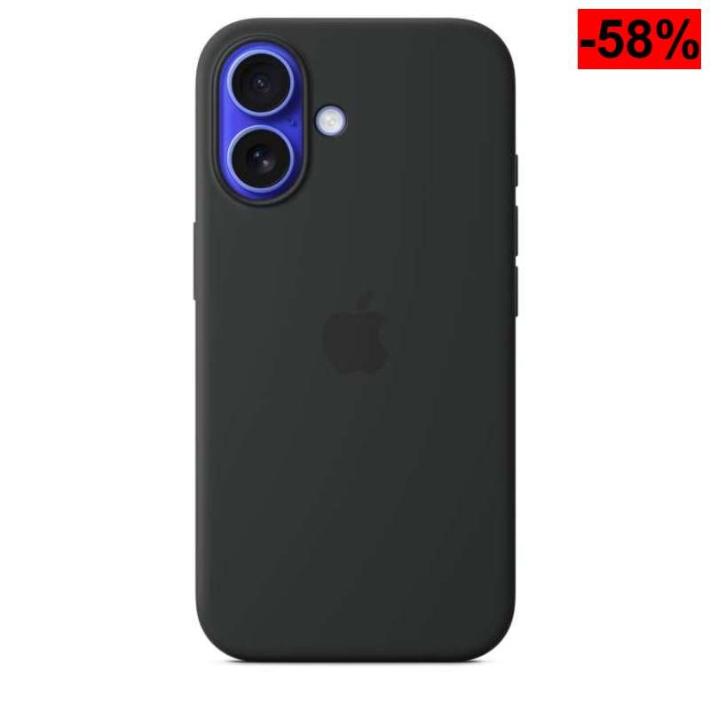 Apple Funda de Silicona MagSafe para iPhone 16 | Oficial, negra por 25 € - oferta Amazon