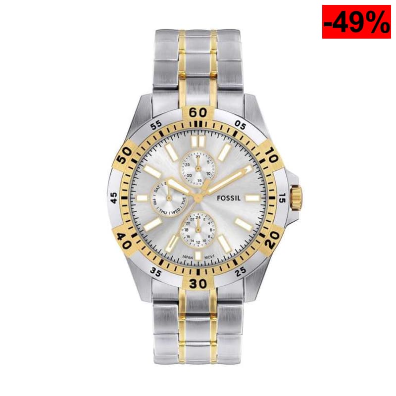 Fossil Garrett Reloj Hombre, Movimiento Multifunción de Cuarzo con Correa de Acero Inoxidable o Cuero - oferta Amazon