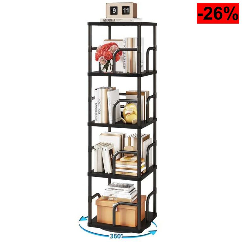 IBUYKE Librería Giratoria de 4 Niveles,Estanteria Madera,Negro - oferta Amazon