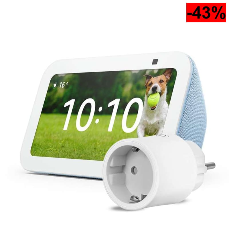 Echo Show 5 (Última generación) | OSRAM SMART+ Enchufe inteligente con Matter, compatible con Alexa (Color Gris azulado y blanco) - oferta Amazon
