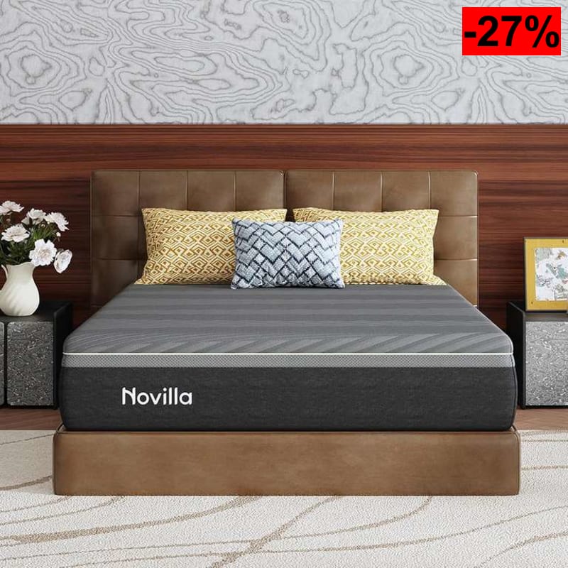 Novilla Coolmax - Colchón de Espuma fría (180 x 200 cm, 7 Zonas, Gel y Greentea, con Tejido refrescante,dureza Media H3, H4, Altura de 25 cm - oferta Amazon