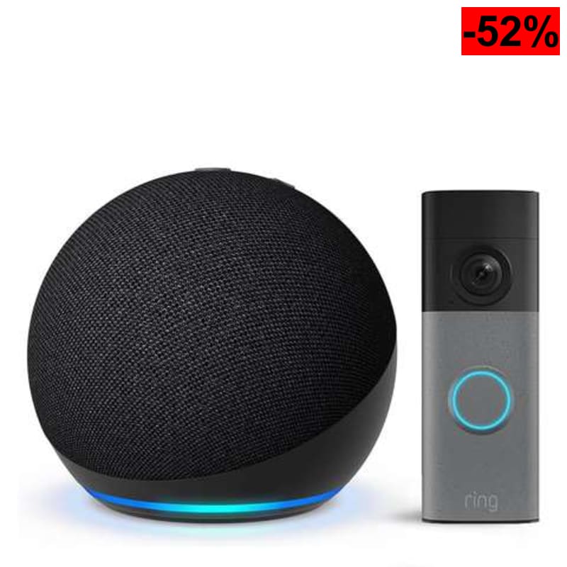 Echo Dot (Última generación), Antracita + Ring Videotimbre con batería (Battery Video Doorbell) (última gen.) (azul marino en descripción) - oferta Amazon