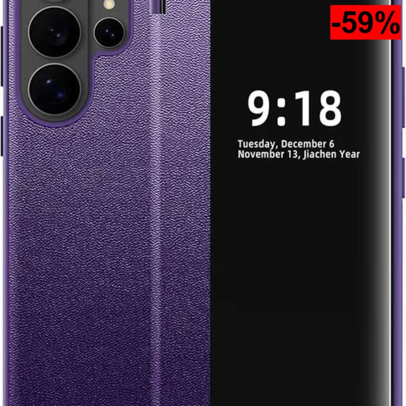Carcasa para Samsung S26 Ultra Flip Case Clear View Fine Funda con tapa para Samsung Galaxy S26ra Rígida PC+PU Cuero Silicona. Más colores - oferta Amazon