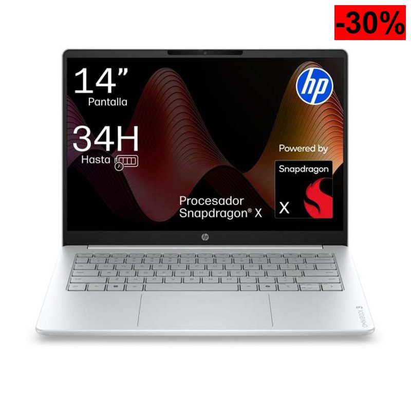 HP OmniBook 3 - 14” WUXGA (1920x1200) sin cargador IPS Antirreflejo, Snapdragon X AI PC, 16GB RAM, 512GB SSD, Windows 11, QWERTY - oferta Amazon